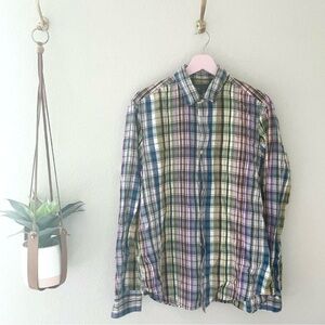 Vince Colorful Multicolor Plaid Long Sleeve Button Down in Size L